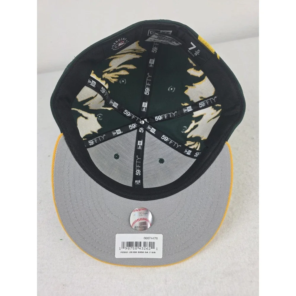 New Era Green Gold Oakland Athletics A's Retro Pattern 59FIFTY Fitted‎ Hat 7 5/8